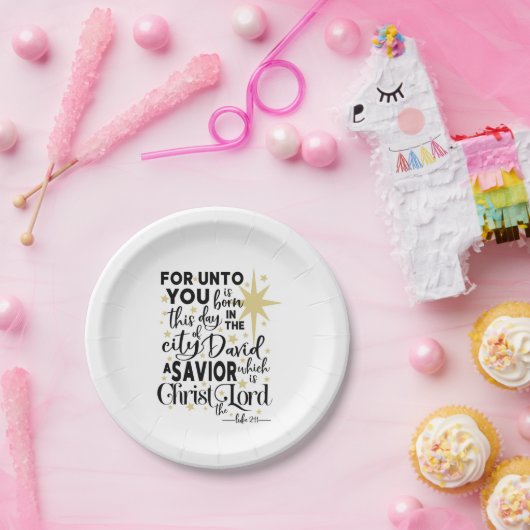 Elegant Scriptkerstgeboorte Christus Luke 2 Papieren Bordje (Feest)