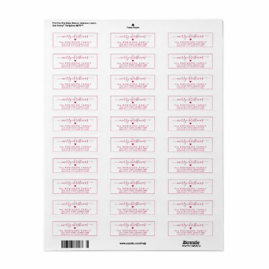 Elegant scriptlabel voor kerstretouradres voor scr etiket (Full Sheet)