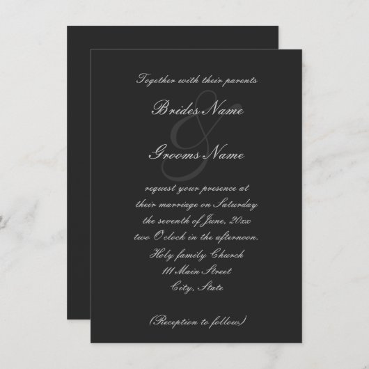 Elegant scriptlettertype bruiloft-uitnodiging kaart (Voorkant / Achterkant)