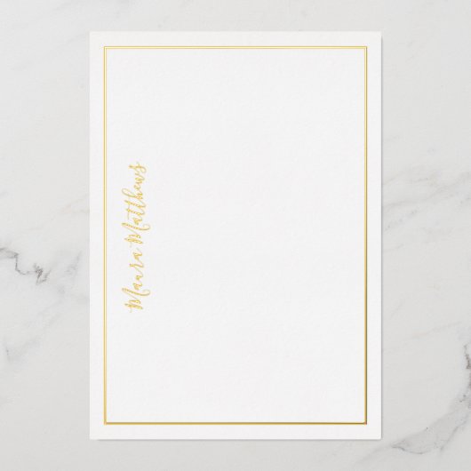 Elegant scriptnaam Silver Gold folie Note card Folie Uitnodiging (Voorkant)