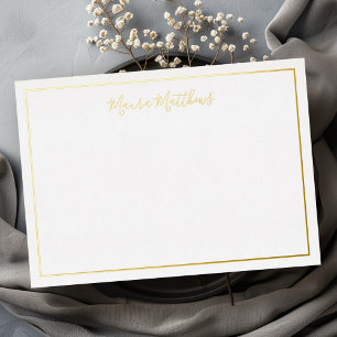Elegant scriptnaam Silver Gold folie Note card Uitnodiging
