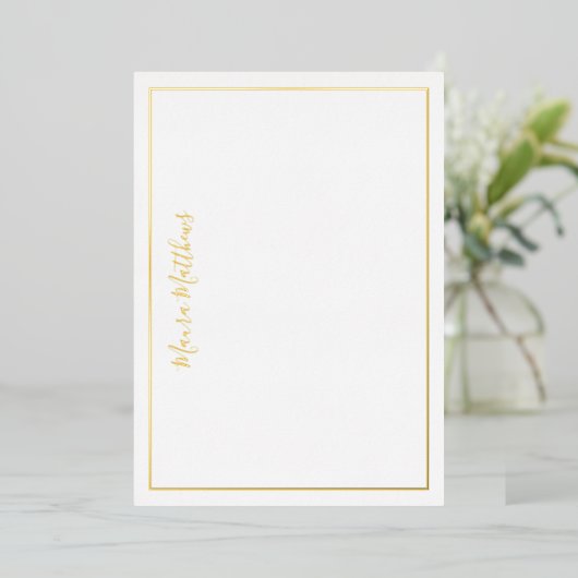Elegant scriptnaam Silver Gold folie Note card Uitnodiging (Staand Voorkant)