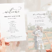 Elegant scriptpapier dubbelzijdig fotoprogramma flyer