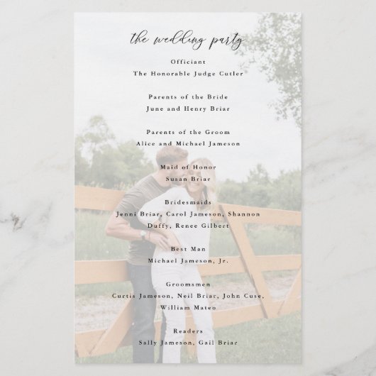 Elegant scriptpapier dubbelzijdig fotoprogramma flyer (Achterkant)