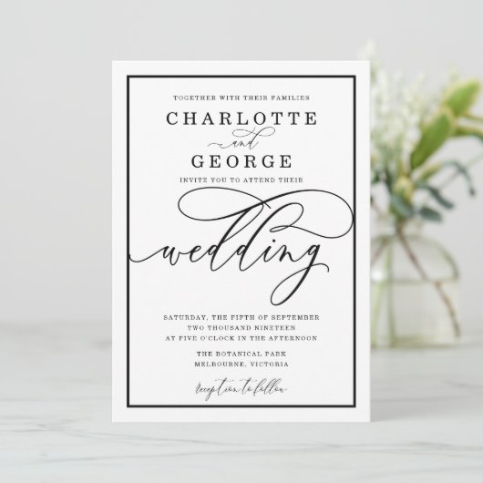 Elegant scripttrouwuitnodiging kaart (Staand voorkant)