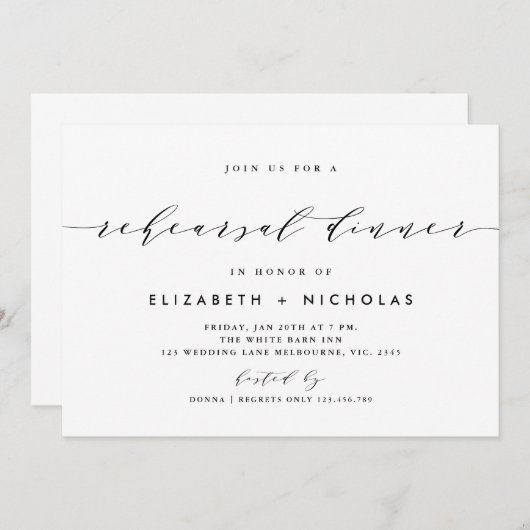 Elegant scriptuitnodiging kaart (Voorkant / Achterkant)