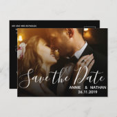 Elegant Scrit Wedding Photo Save the Date Briefkaa Uitnodiging Briefkaart (Voorkant / Achterkant)