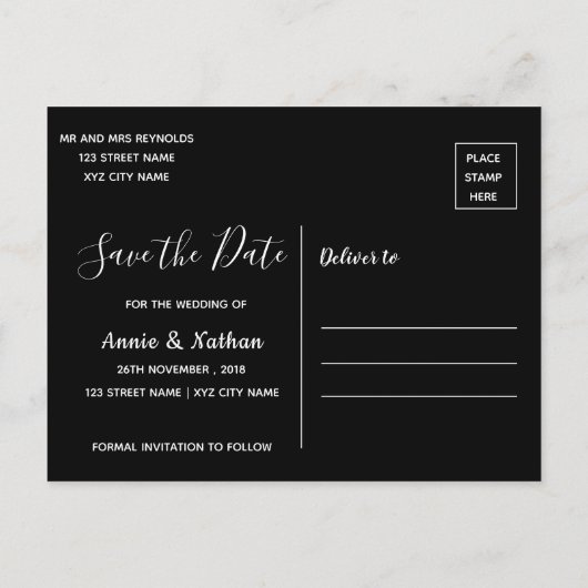 Elegant Scrit Wedding Photo Save the Date Briefkaa Uitnodiging Briefkaart (Achterkant)