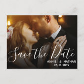 Elegant Scrit Wedding Photo Save the Date Briefkaa Uitnodiging Briefkaart (Voorkant)