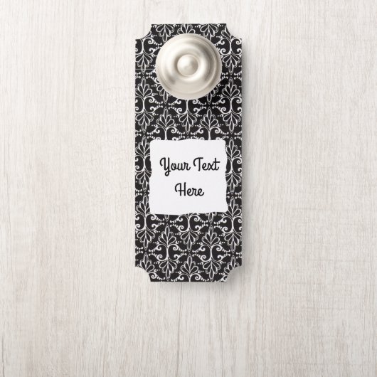 Elegant Scroled Damask Design Zwart Wit Deurhanger (Op knop)