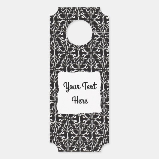 Elegant Scroled Damask Design Zwart Wit Deurhanger (Achterkant)