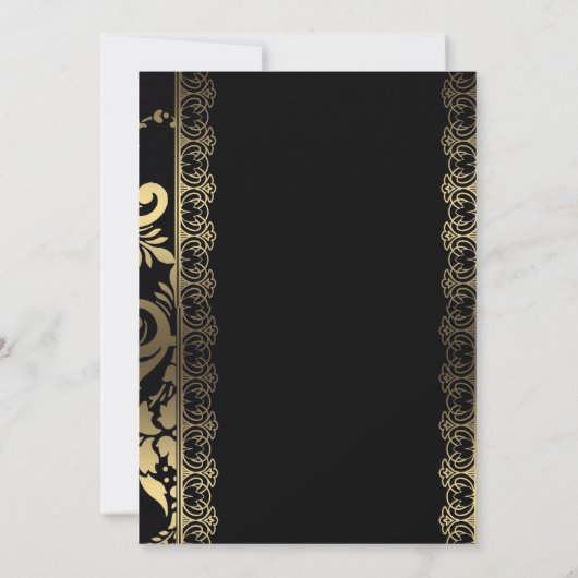 Elegant Scroll Black en Gold Kaart (Achterkant)