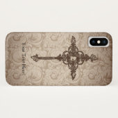 Elegant Scroll Christelijk Kruis met wervelkolom A Case-Mate iPhone Case (Achterkant (horizontaal))