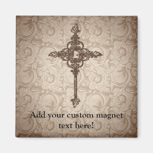 Elegant Scroll Christelijk Kruis met wervelkolom A Magneet