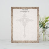 Elegant Scroll Christelijk Kruis met wervelkolom A Persoonlijk Briefhoofd (Staand voorkant)