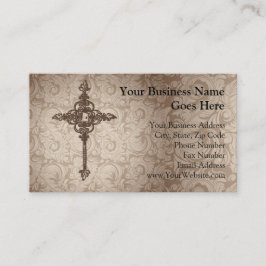 Elegant Scroll Christelijk Kruis met wervelkolom A Visitekaartje