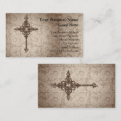 Elegant Scroll Christelijk Kruis met wervelkolom A Visitekaartje (Voorkant / Achterkant)