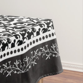 Elegant Scroll Damask Black en White Tafelkleed