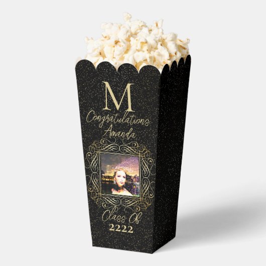 Elegant Scroll + Gold Dots Congratulation Class of Bedankdoosjes (Popped)