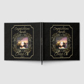 Elegant Scroll + Gold Dots Congratulation Class of Gastenboek (Volledig)