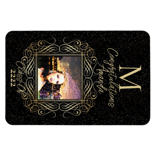 Elegant Scroll + Gold Dots Congratulation Class of Magneet (Horizontaal)