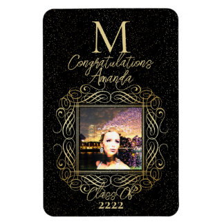 Elegant Scroll + Gold Dots Congratulation Class of Magneet