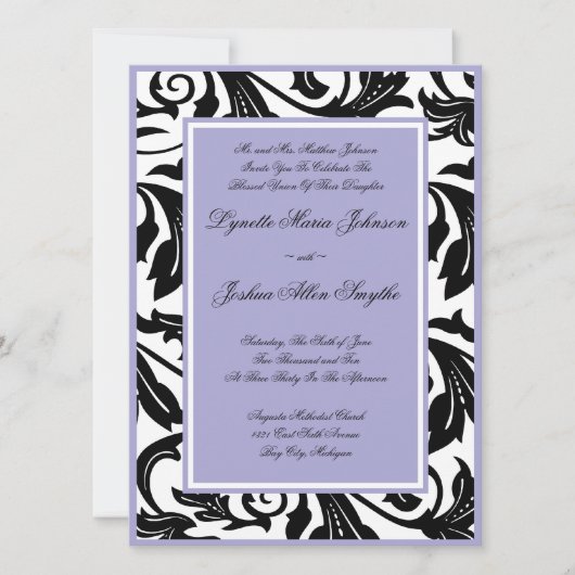 Elegant Scroll Lavender Wedding Invitations Kaart (Voorkant)