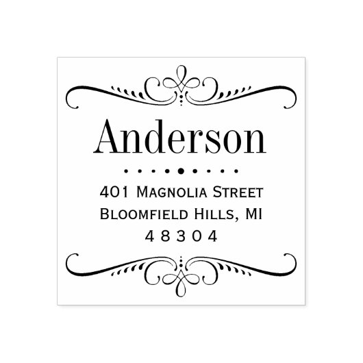 Elegant Scroll Lijst Retouradres Rubberstempel (Afrduk)