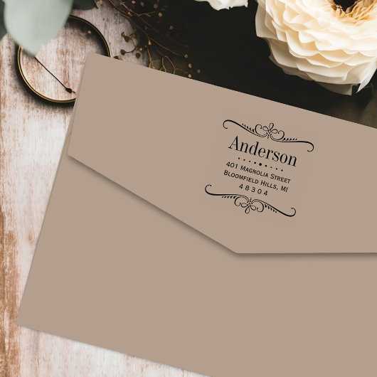 Elegant Scroll Lijst Retouradres Zelfinktende Stempel