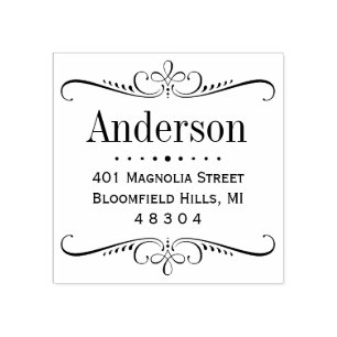 Elegant Scroll Lijst Return-adres Rubberstempel