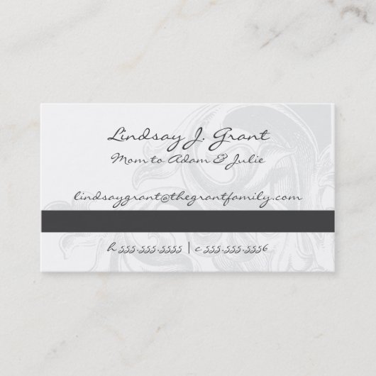 Elegant Scroll Mam Kards Contactkaartje (Voorkant)