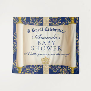 Elegant Scroll Prince Baby shower Achtergrond Wandkleed