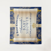 Elegant Scroll Prince Baby shower Achtergrond Wandkleed (Voorkant)