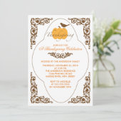 Elegant Scroll Pumpkin Thanksgiving Uitnodigingen (Staand voorkant)