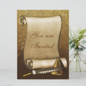 Elegant Scroll, Quill en Inkwell Kaart (Staand voorkant)