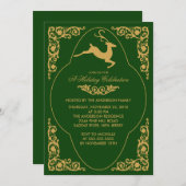 Elegant Scroll Reindeer Kerstfeest Uitnodiging (Voorkant / Achterkant)