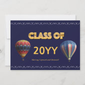 Elegant Scroll Script Hot Air Balloon Afstuderen Aankondiging (Achterkant)