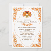 Elegant Scroll Turkey Thanksgiving Uitnodigingen (Voorkant)