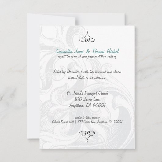 Elegant Scroll Wedding Invitations Kaart (Voorkant)