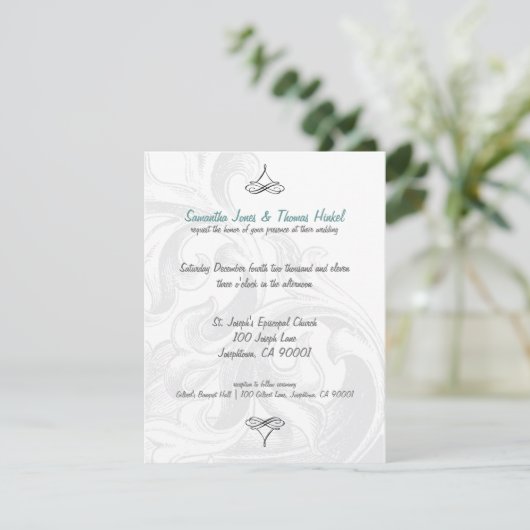 Elegant Scroll Wedding Invitations Kaart (Staand voorkant)