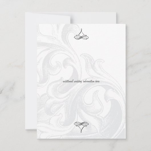 Elegant Scroll Wedding Invitations Kaart (Achterkant)