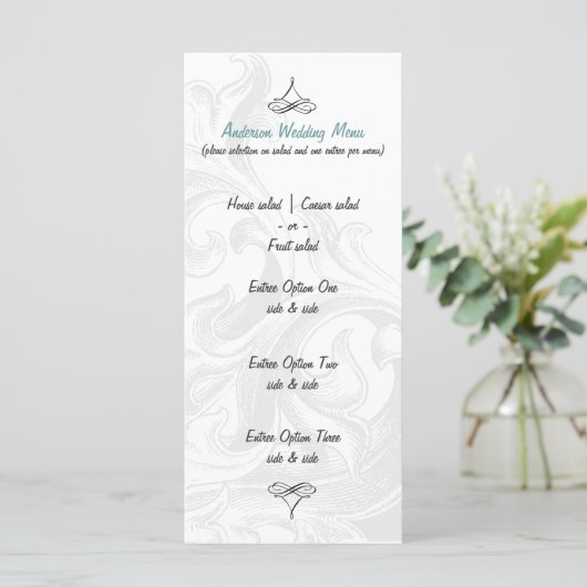 Elegant Scroll Wedding Menus Menu (Staand voorkant)