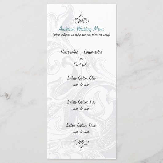 Elegant Scroll Wedding Menus Menu (Voorkant)