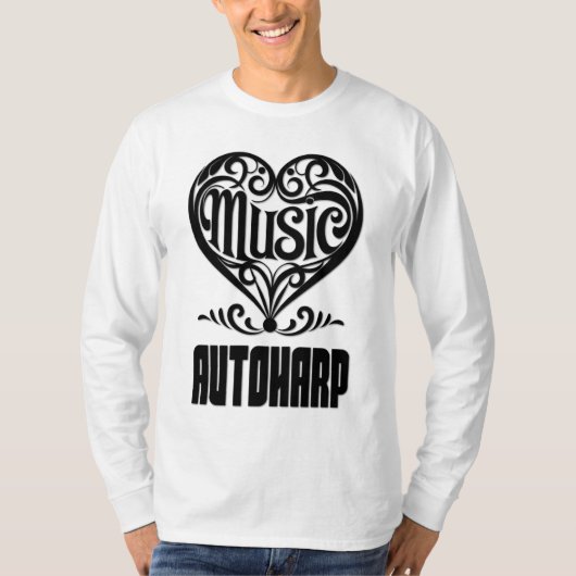 Elegant scrolled hart voor autoharp liefhebbers t-shirt (Voorkant)