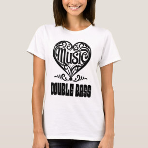 Elegant scrolled hart voor dubbele bas liefhebbers t-shirt