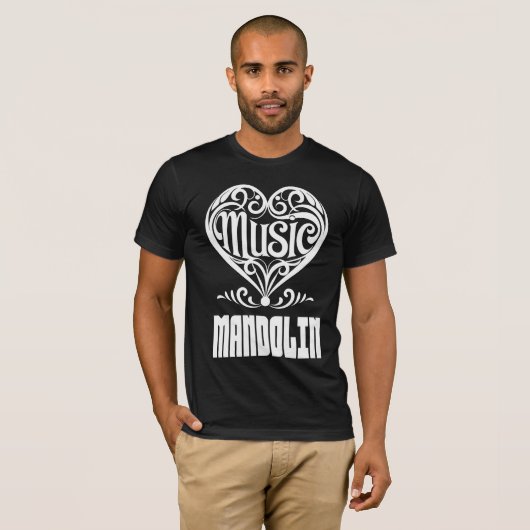 Elegant Scrolled Heart for Mandolin Lovers T-shirt (Voorkant volledig)