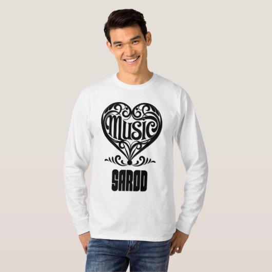 Elegant Scrolled Heart for Sarod Lovers T-shirt (Voorkant volledig)