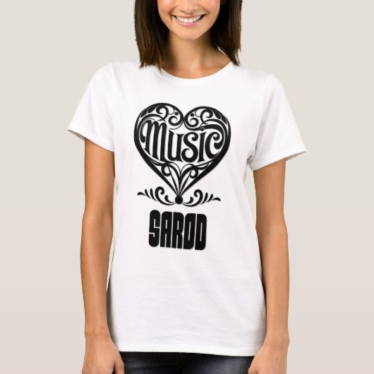 Elegant Scrolled Heart for Sarod Lovers T-shirt (Voorkant)