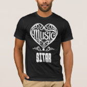 Elegant Scrolled Heart for Sitar Lovers T-shirt (Voorkant)