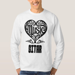 Elegant Scrolled Heart for Sitar Lovers T-shirt
